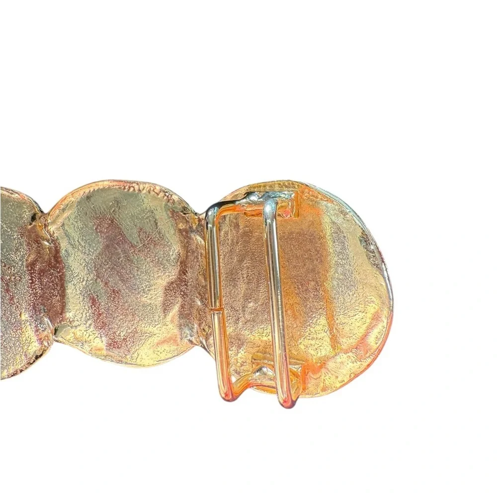 Vintage Accessocraft NYC Gold Hammered Disc Belt Front / Centerpiece 9” — 1970s - Picture 9 of 9